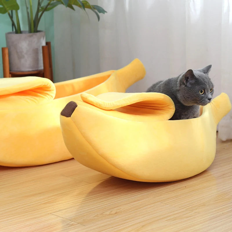 Cozy Banana Cat Bed House - Durable and Portable Pet Cushion for Cats and Small Dogs