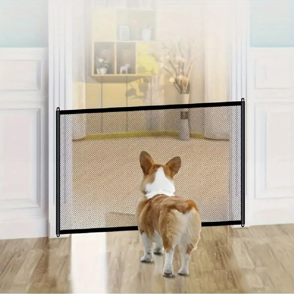 Pet Dog Gate Network Fence - Folding Breathable Mesh Enclosure for Stairs, Child Safety Barrier, and Portable Playpen