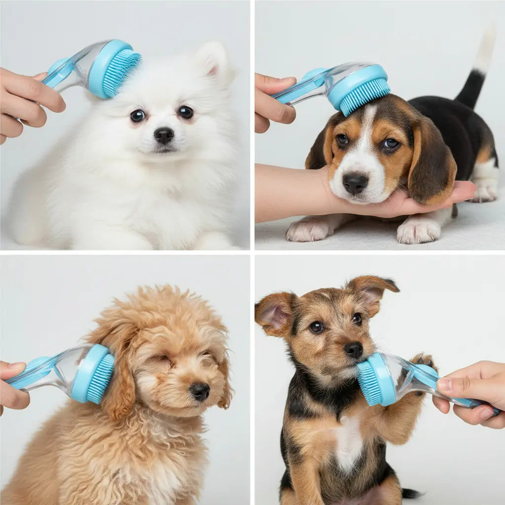2026 Enhanced 2-in-1 Pet Bath Brush with Soap Dispenser, Soft Silicone Grooming and Shedding Comb for Dogs and Cats, Gentle Massage Scrubber for Efficient Bathing and Improved Coat Cleanliness