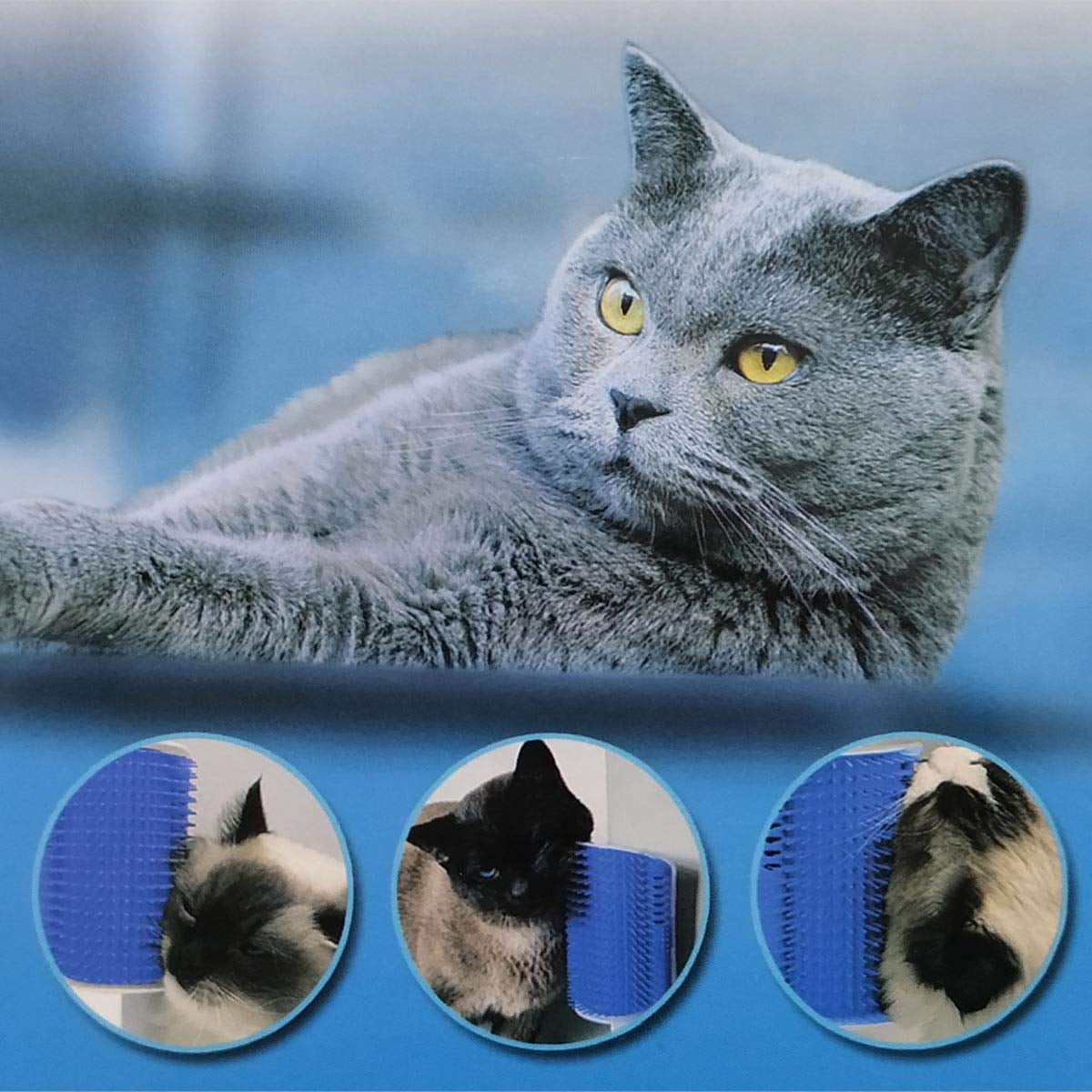 Softer Self-Grooming Tool Set with Catnip Wall Corner Massage Comb and Scratcher for Cats and Dogs, Suitable for Long and Short Fur (Gray, 2 Pack)