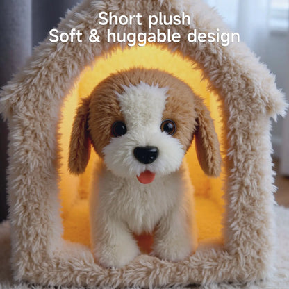 TUMAMA Interactive Realistic Puppy Toy - Walking and Barking Plush Dog with Leash, 6 Songs, Touch and Voice Activation, DIY Feeding Set for Imaginative Play and Emotional Development