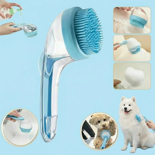 2026 Enhanced 2-in-1 Pet Bath Brush with Soap Dispenser, Soft Silicone Grooming and Shedding Comb for Dogs and Cats, Gentle Massage Scrubber for Efficient Bathing and Improved Coat Cleanliness