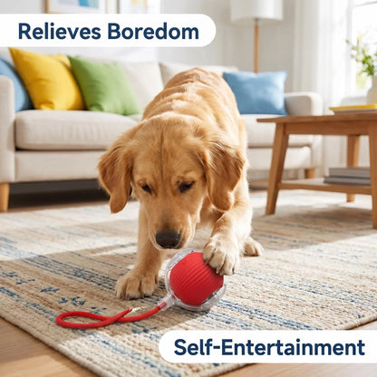 Intelligent Interactive Dog Toy Ball with Rope and LED Lights - Rechargeable Chew-Resistant Enrichment Toy for Small to Medium Dogs and Cats