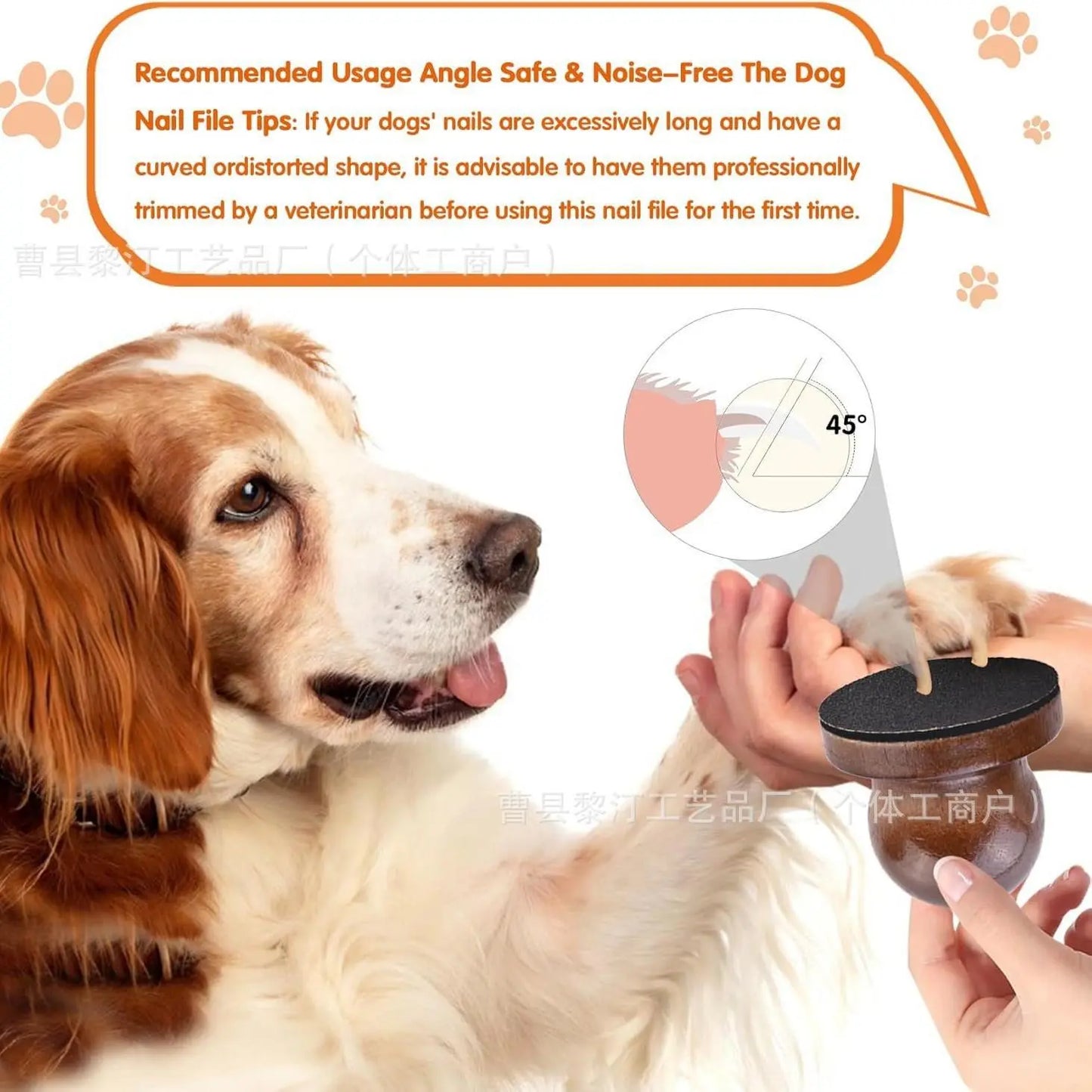 Pet Nail File and Grooming Board - Effortless Nail Smoothing for Dogs and Cats with 3 Replaceable Sheets and Ergonomic Wooden Handle