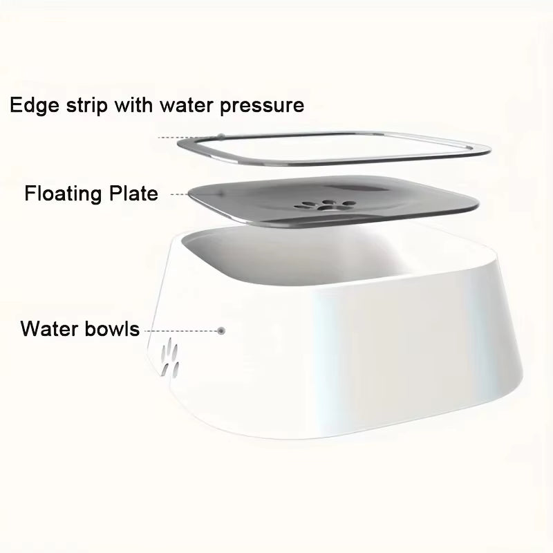 Pet Water Bowl with Slow Feeder Design - No-Spill Dog Water Dish