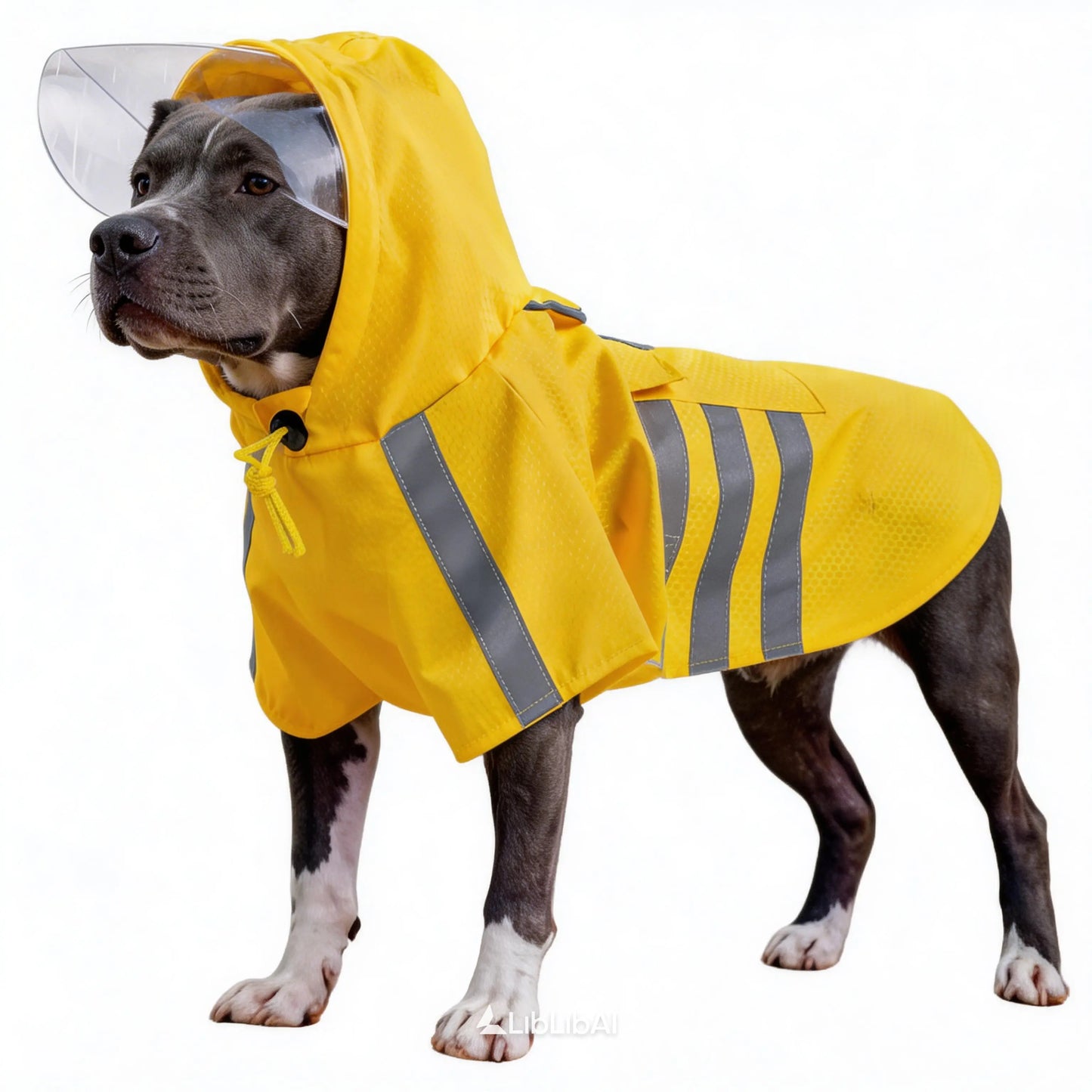 Premium Waterproof Dog Raincoat with Transparent Hood - Reflective Lightweight Jacket for Dogs of All Sizes - Adjustable Windproof Full Body Coverage