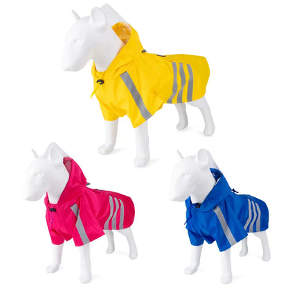 Premium Waterproof Dog Raincoat with Transparent Hood - Reflective Lightweight Jacket for Dogs of All Sizes - Adjustable Windproof Full Body Coverage