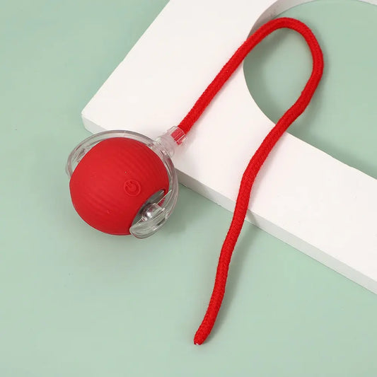 Intelligent Interactive Dog Toy Ball with Rope and LED Lights - Rechargeable Chew-Resistant Enrichment Toy for Small to Medium Dogs and Cats