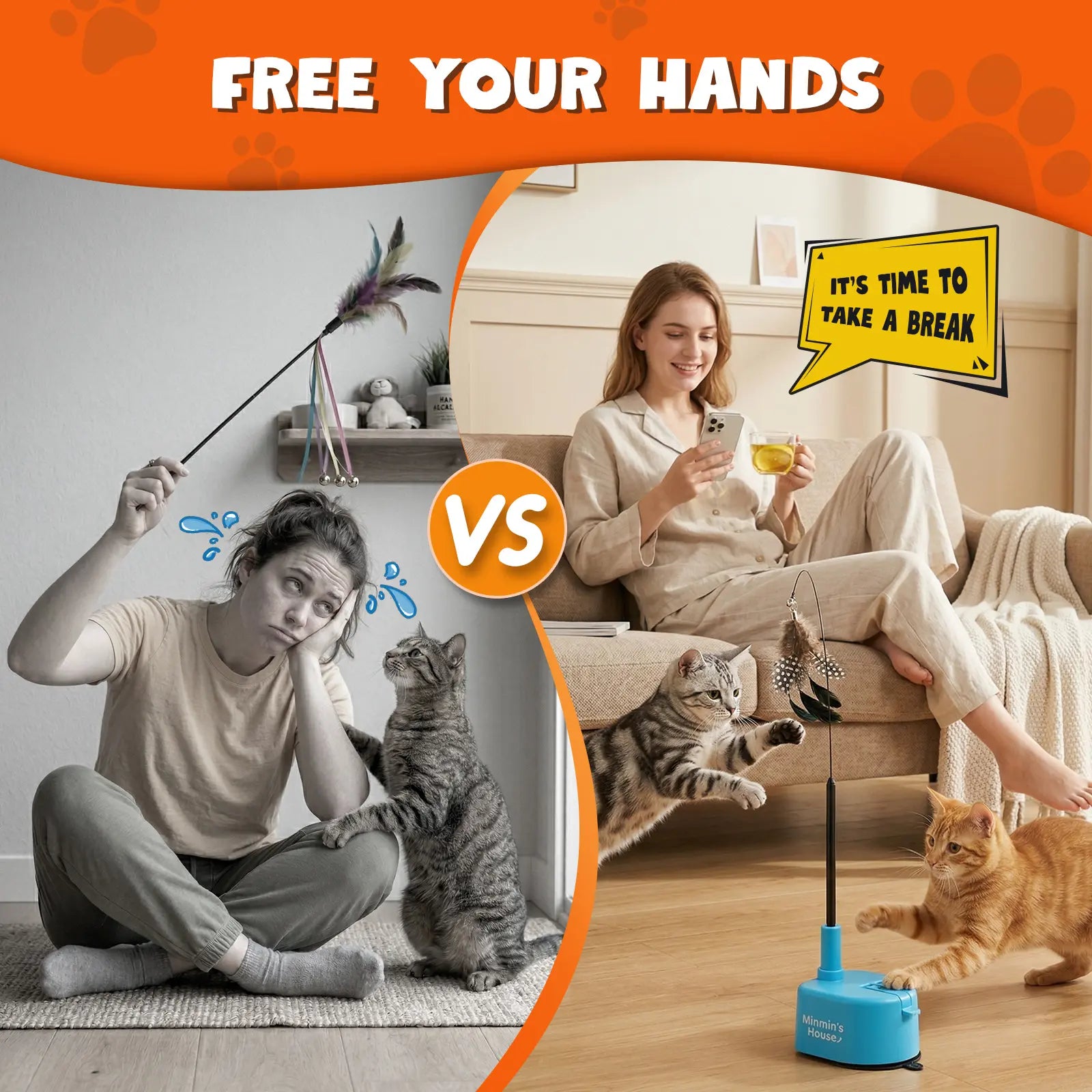 Automatic 360° Interactive Cat Toy - Rechargeable Electric Feather Teaser with Suction Base for Indoor Cats