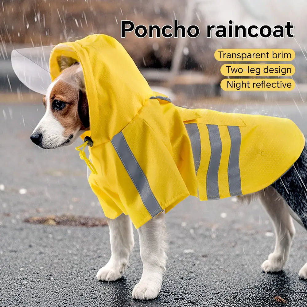 Premium Waterproof Dog Raincoat with Transparent Hood - Reflective Lightweight Jacket for Dogs of All Sizes - Adjustable Windproof Full Body Coverage