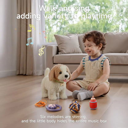 TUMAMA Interactive Realistic Puppy Toy - Walking and Barking Plush Dog with Leash, 6 Songs, Touch and Voice Activation, DIY Feeding Set for Imaginative Play and Emotional Development