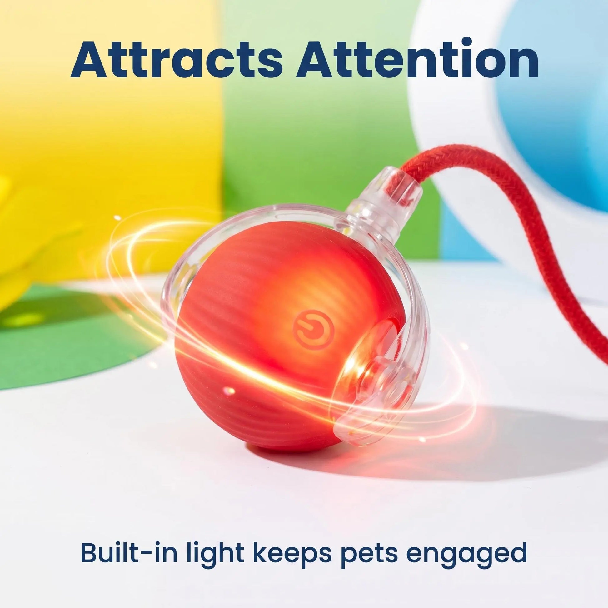 Intelligent Interactive Dog Toy Ball with Rope and LED Lights - Rechargeable Chew-Resistant Enrichment Toy for Small to Medium Dogs and Cats