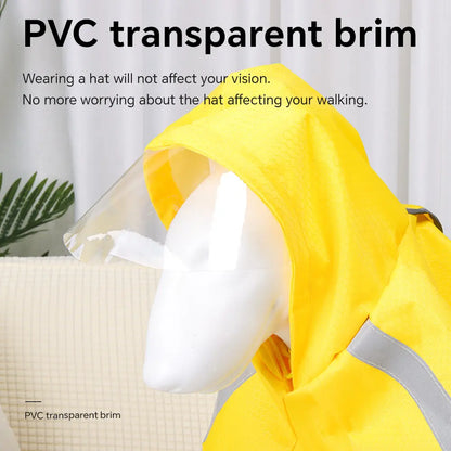 Premium Waterproof Dog Raincoat with Transparent Hood - Reflective Lightweight Jacket for Dogs of All Sizes - Adjustable Windproof Full Body Coverage