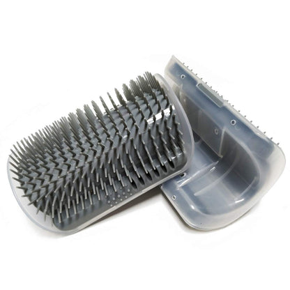 Softer Self-Grooming Tool Set with Catnip Wall Corner Massage Comb and Scratcher for Cats and Dogs, Suitable for Long and Short Fur (Gray, 2 Pack)
