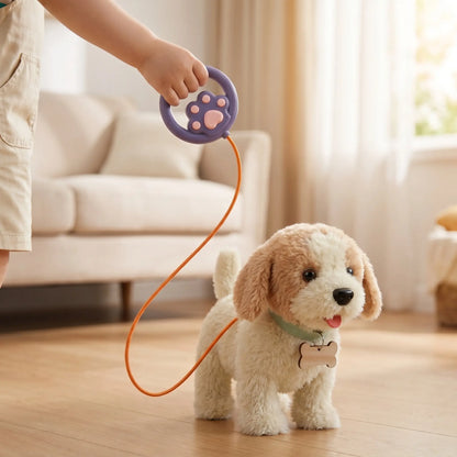 TUMAMA Interactive Realistic Puppy Toy - Walking and Barking Plush Dog with Leash, 6 Songs, Touch and Voice Activation, DIY Feeding Set for Imaginative Play and Emotional Development