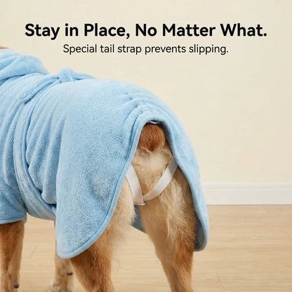 Koogal Quick-Drying Ultra Absorbent Polyester Dog Bathrobe Towel with Adjustable Waistband and Bear Ear Hood - Suitable for Dogs 6-115 lbs, Ideal for Post-Bath Grooming, Includes Silicone Brush