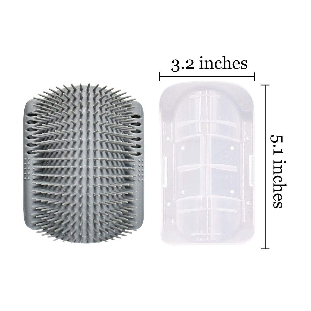 Softer Self-Grooming Tool Set with Catnip Wall Corner Massage Comb and Scratcher for Cats and Dogs, Suitable for Long and Short Fur (Gray, 2 Pack)