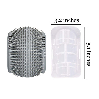 Softer Self-Grooming Tool Set with Catnip Wall Corner Massage Comb and Scratcher for Cats and Dogs, Suitable for Long and Short Fur (Gray, 2 Pack)