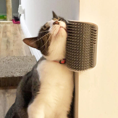 Softer Self-Grooming Tool Set with Catnip Wall Corner Massage Comb and Scratcher for Cats and Dogs, Suitable for Long and Short Fur (Gray, 2 Pack)