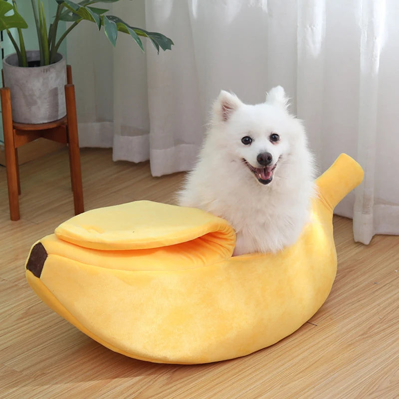 Cozy Banana Cat Bed House - Durable and Portable Pet Cushion for Cats and Small Dogs