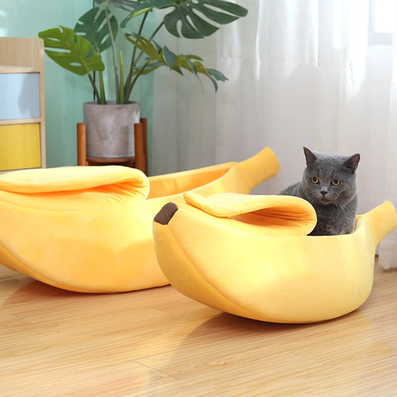 Cozy Banana Cat Bed House - Durable and Portable Pet Cushion for Cats and Small Dogs