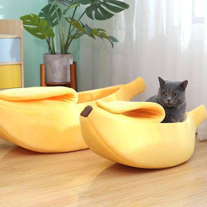 Cozy Banana Cat Bed House - Durable and Portable Pet Cushion for Cats and Small Dogs