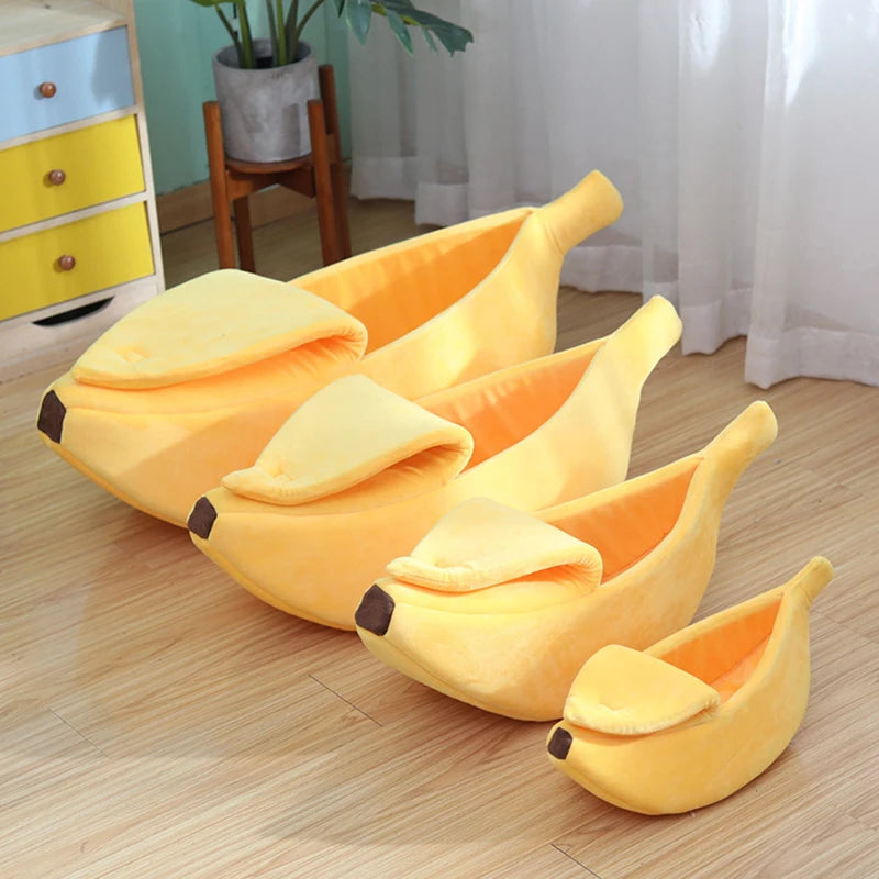 Cozy Banana Cat Bed House - Durable and Portable Pet Cushion for Cats and Small Dogs
