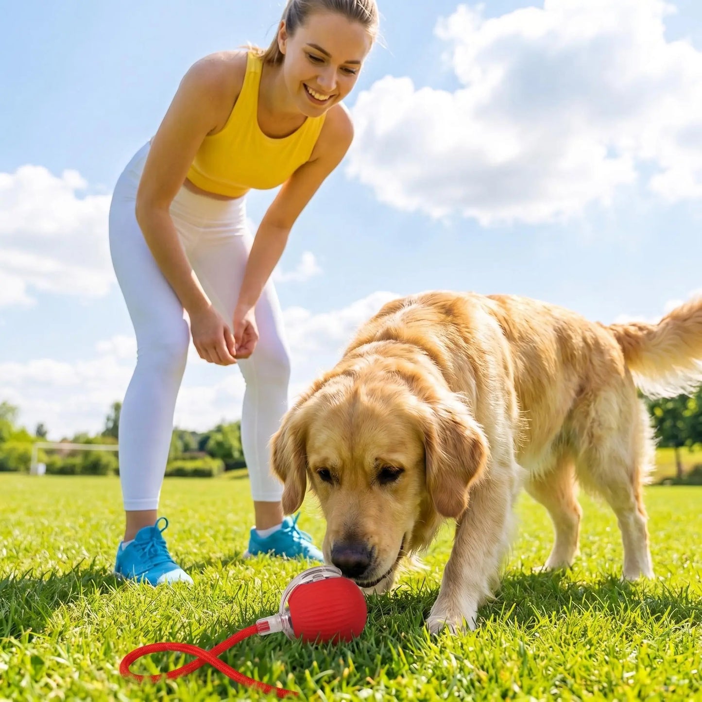 Intelligent Interactive Dog Toy Ball with Rope and LED Lights - Rechargeable Chew-Resistant Enrichment Toy for Small to Medium Dogs and Cats