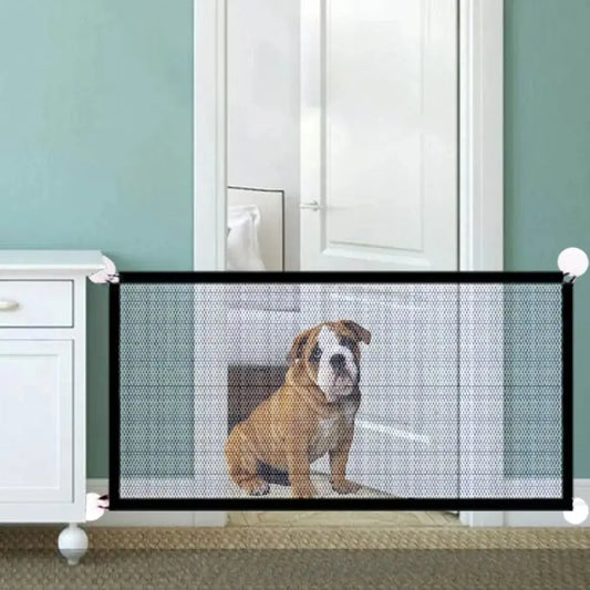 Pet Dog Gate Network Fence - Folding Breathable Mesh Enclosure for Stairs, Child Safety Barrier, and Portable Playpen