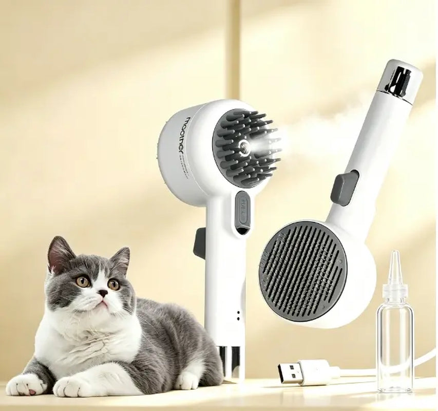 Fresh Fur 2-in-1 Pet Shower Brush and Steam Comb for Cats and Dogs - Deshedding and Grooming Tool