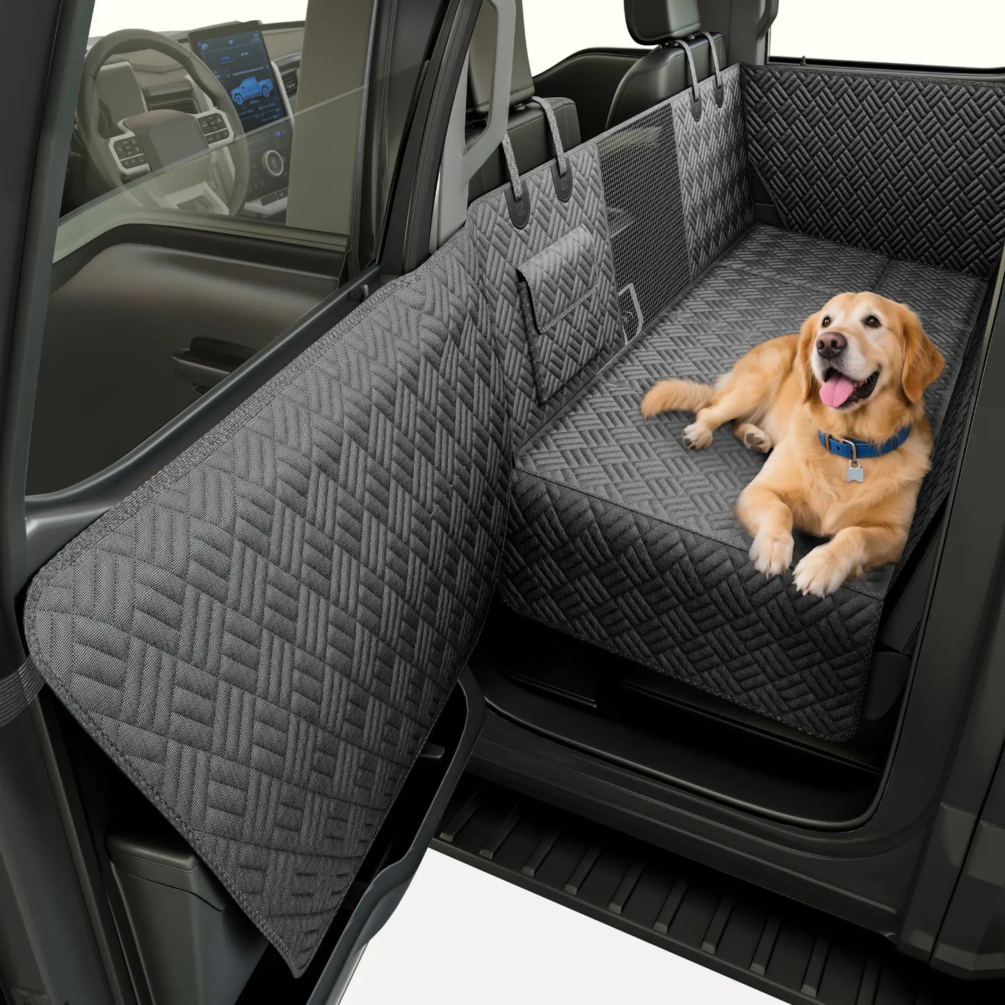 Premium Dog Car Seat Cover with Reinforced Base, Supports Up to 400 lbs | Innovative Waterproof Hammock Design for Cars, SUVs & Full-Size Trucks (Available in Small & Large Sizes)