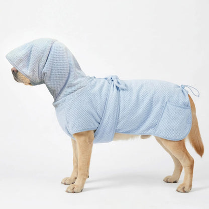Koogal Quick-Drying Ultra Absorbent Polyester Dog Bathrobe Towel with Adjustable Waistband and Bear Ear Hood - Suitable for Dogs 6-115 lbs, Ideal for Post-Bath Grooming, Includes Silicone Brush