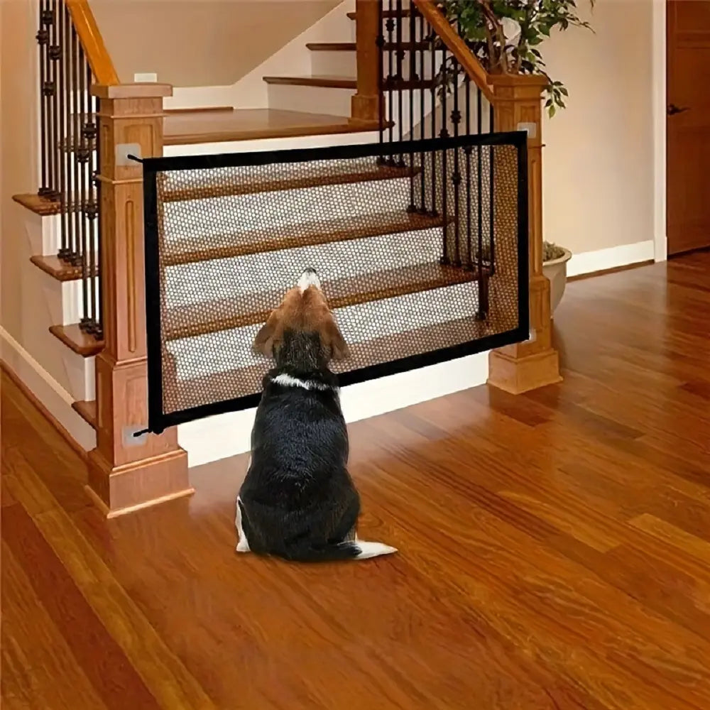 Pet Dog Gate Network Fence - Folding Breathable Mesh Enclosure for Stairs, Child Safety Barrier, and Portable Playpen