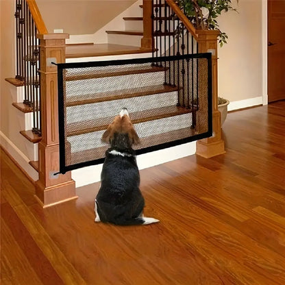 Pet Dog Gate Network Fence - Folding Breathable Mesh Enclosure for Stairs, Child Safety Barrier, and Portable Playpen