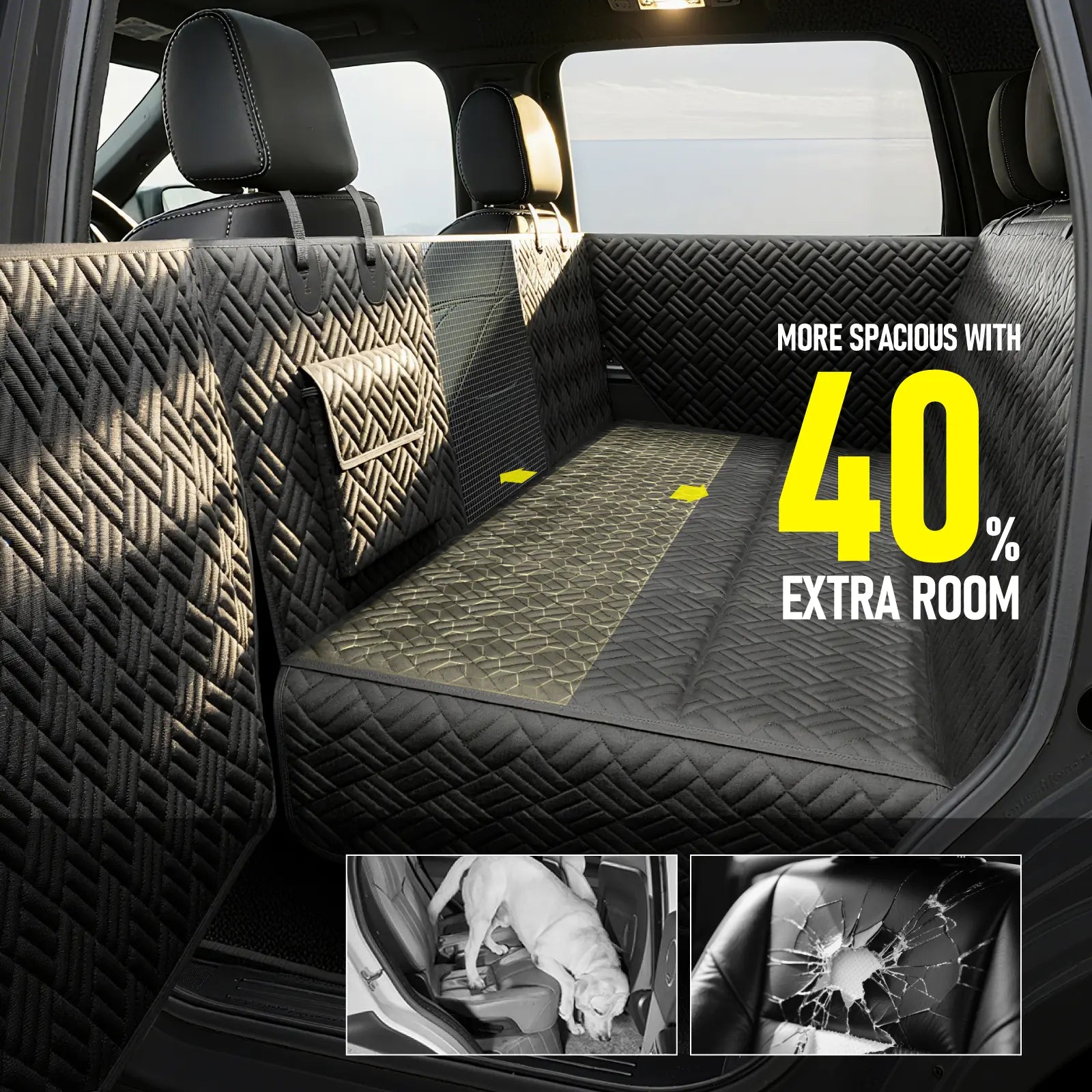 Premium Dog Car Seat Cover with Reinforced Base, Supports Up to 400 lbs | Innovative Waterproof Hammock Design for Cars, SUVs & Full-Size Trucks (Available in Small & Large Sizes)