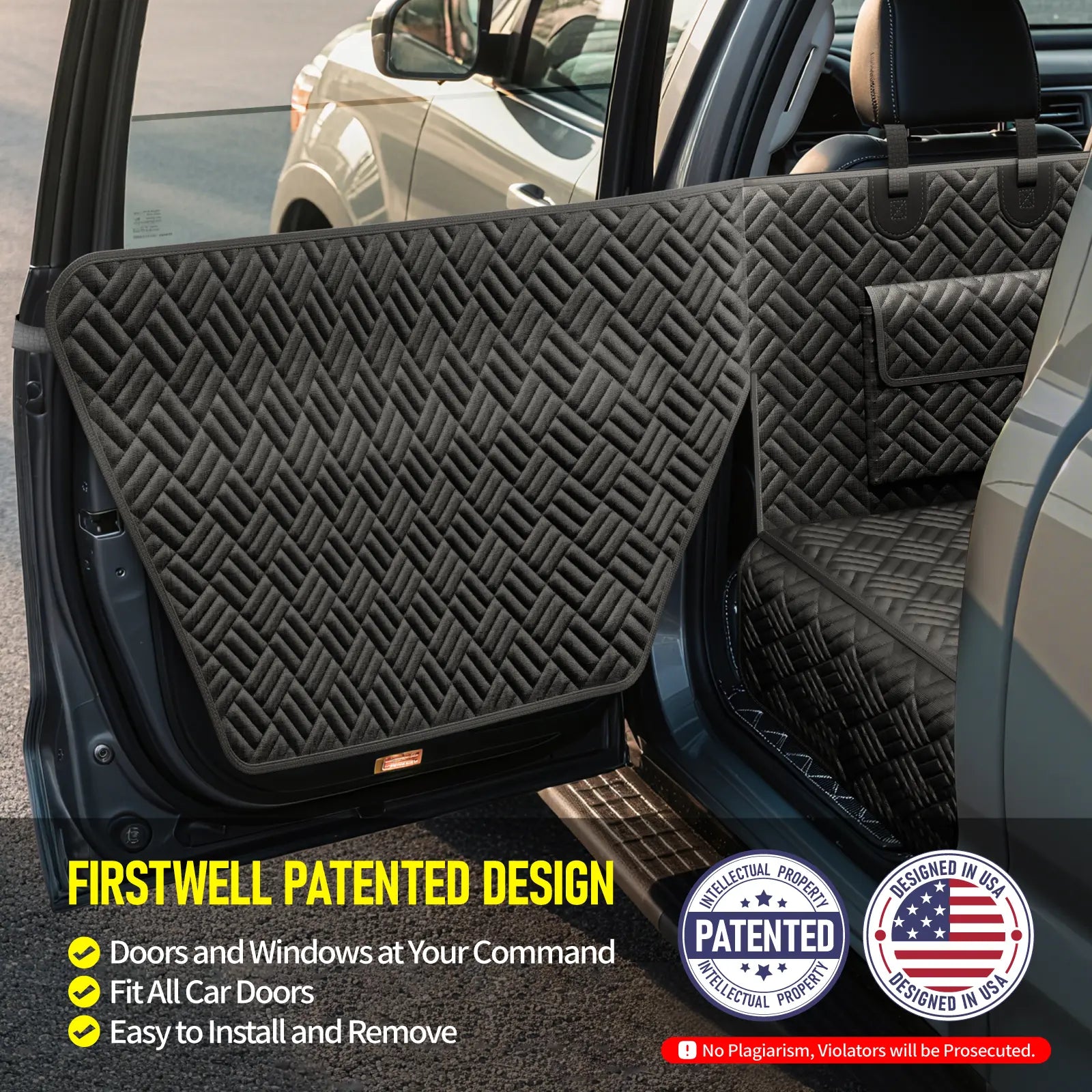 Premium Dog Car Seat Cover with Reinforced Base, Supports Up to 400 lbs | Innovative Waterproof Hammock Design for Cars, SUVs & Full-Size Trucks (Available in Small & Large Sizes)